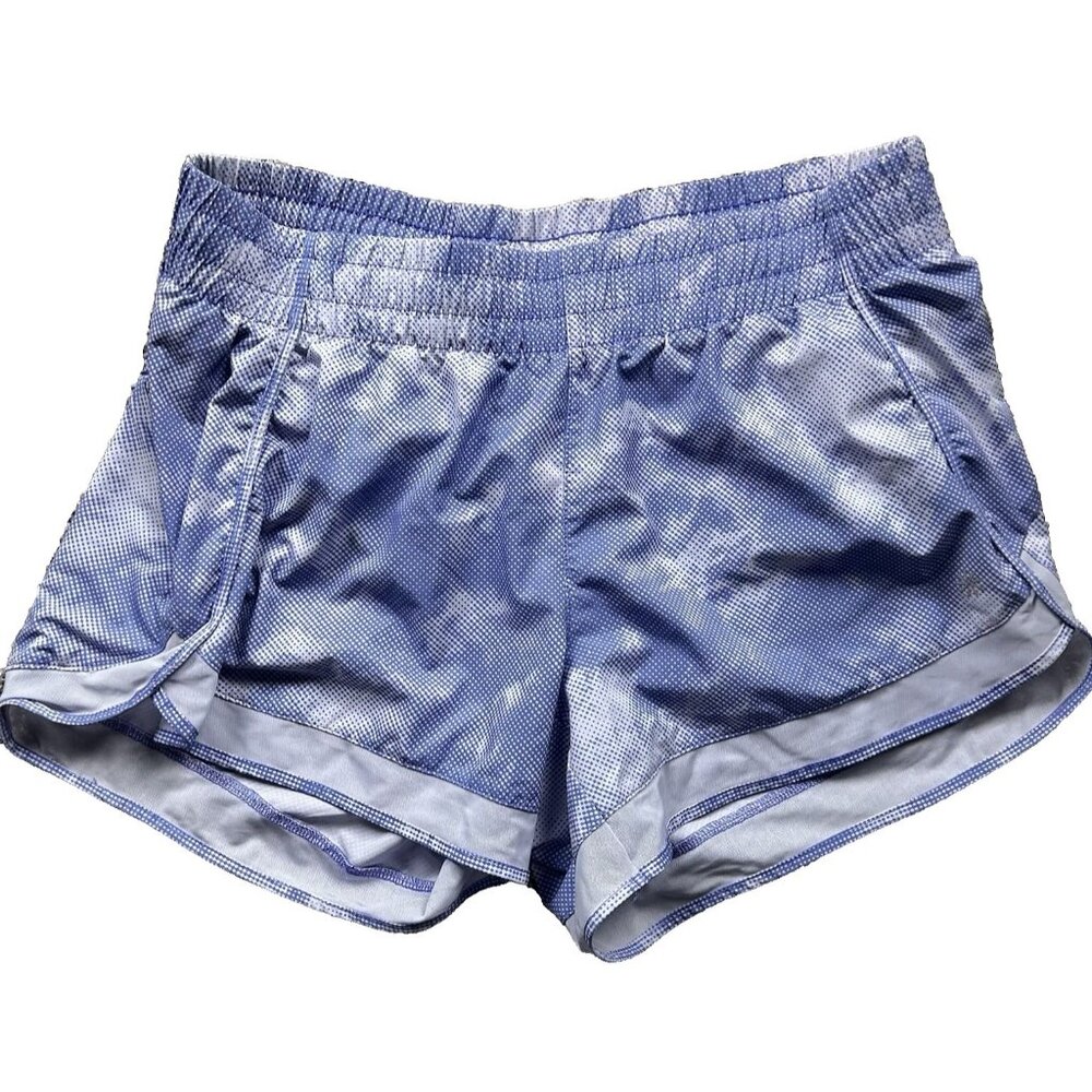 Athleta Women’s Printed Mesh Racer Run Short 4" Medium Blue Cloud 446581